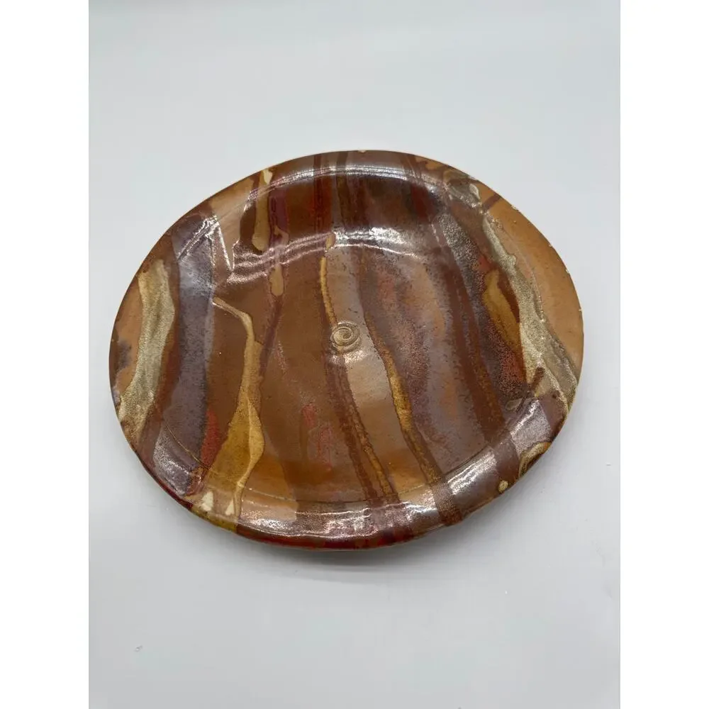 Glazed pottery Plate with a‎ marbled look. 11.5x11.5